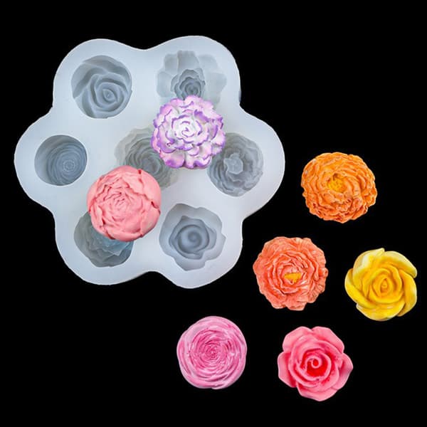 7-i-1 Blomst Silikoneform Lysform Rose Blomst Håndlavet Sæbe onesize