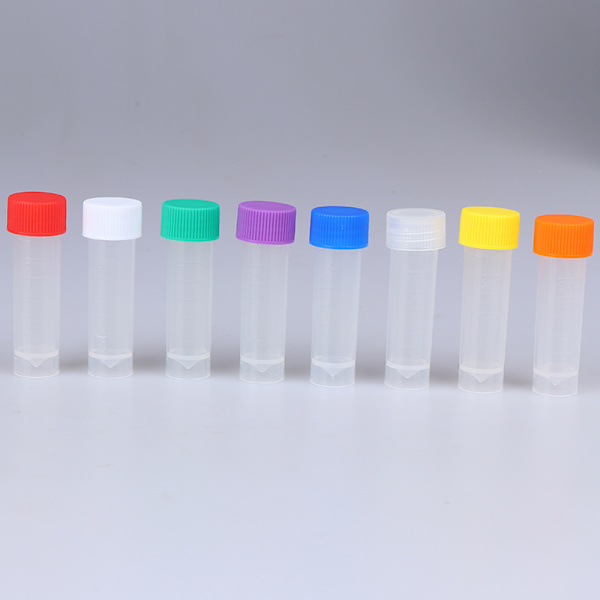 10 stk. 5 ml plastik reagensglas hætteglas med skrueforsegling Pakning forts Transparent