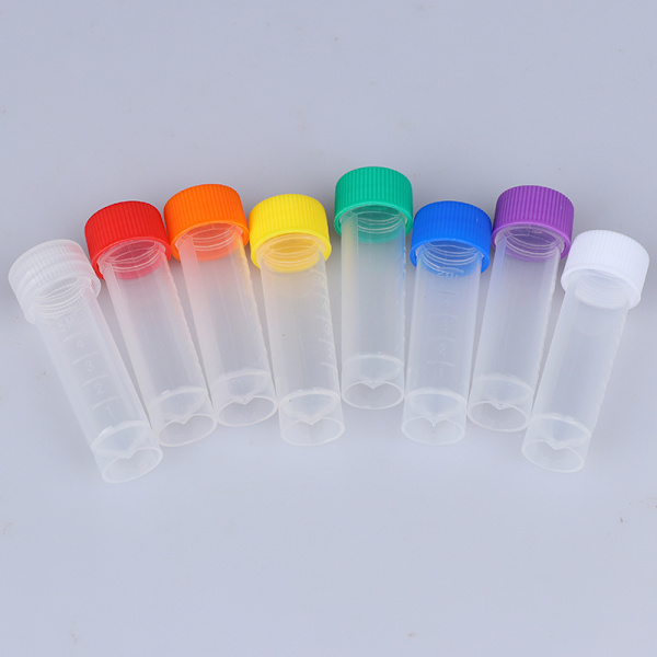 10 stk. 5 ml plastik reagensglas hætteglas med skrueforsegling Pakning forts Transparent