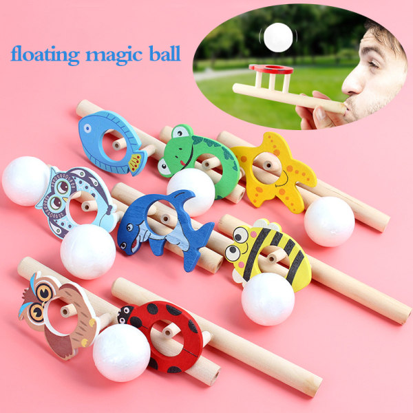 1st Flytande Blow Pipe Ball Game Toy Balance Blåser Toy Fun Ki Random Color one size