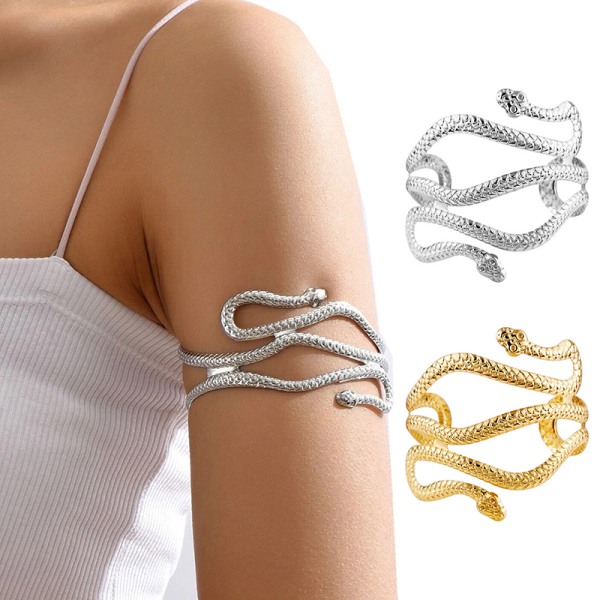 Open Snake Overarm Bangle Armbånd Justerbar Arm Cuff Bangle Gold 1pc