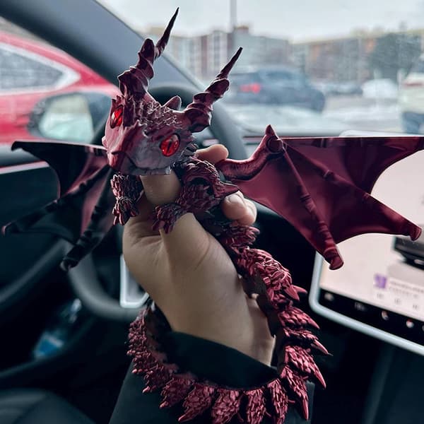 3D-printad drake med vingar, bevingad vagnsdrake, figur Ar A2