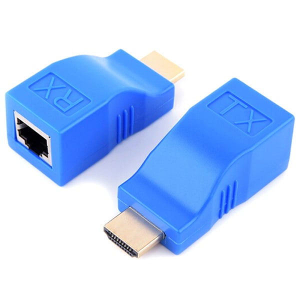 4 stk 1080P HDMI Extender til RJ45 Over Cat 6 Network LAN Etherne Blue 4pcs