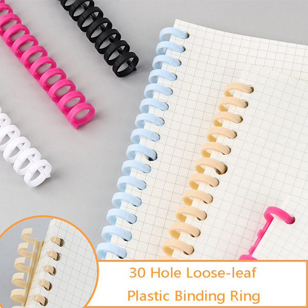 30 Hål Lösblad Plast Bindring Fjäder Spiralringar för Pink