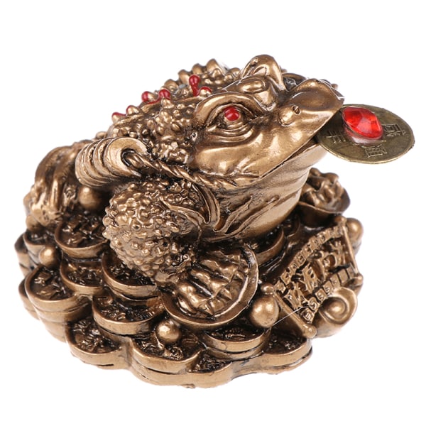 Feng Shui Padde Penger heldig Fortune Frog Padde Hjemmekontorinnredning Bronze one size