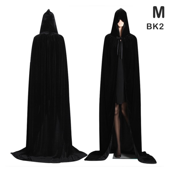 Medeltida Vampyr Sammet Hooded Kappa Lång Robe Witch Capes Hall Black L