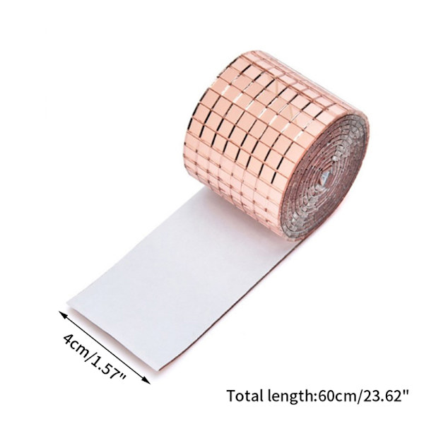 Mirror Mosaic Fliser Stickers DIY Selvklæbende Mini Square Acry Rose Gold 4*60cm