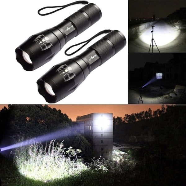 2PcsT6 Tactical Military LED-lommelykt 980000LM Zoombar 5-Mod RJHG821LOT2 onesize