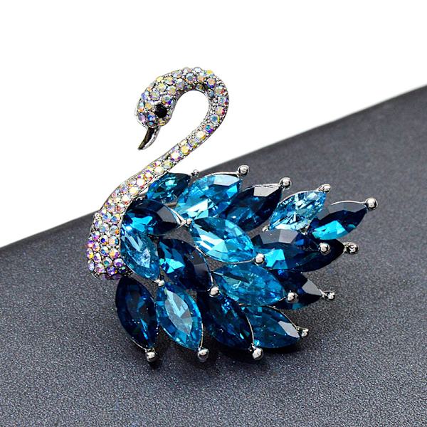 1 Stk Rhinestone Swan Brocher Blue Gradient Swan Broche Elegant Blue one size