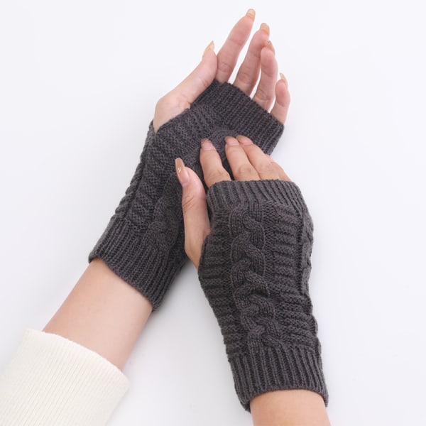 Nye Halvfinger Handsker Kvinde Efterår og Vinter Varme Fingerle Light gray style 6