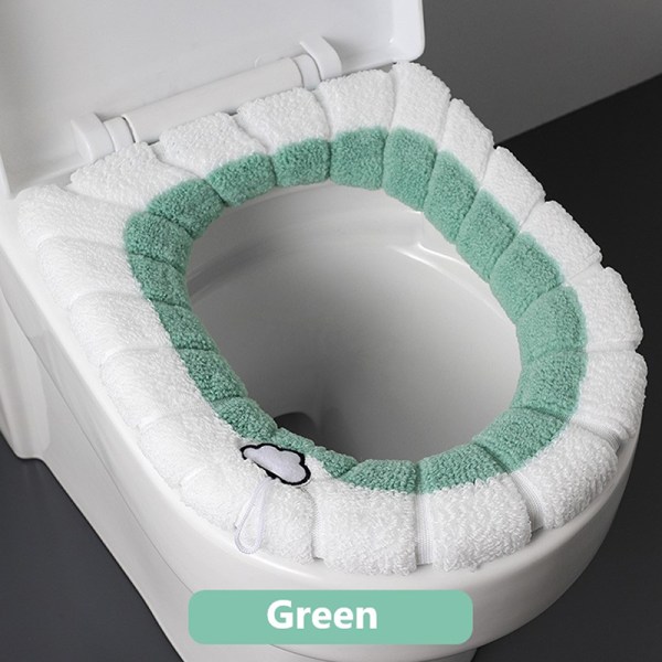 Vintervarme Toalettsetetrekk Vaskbart Bad Toalettsete wit Green One Size