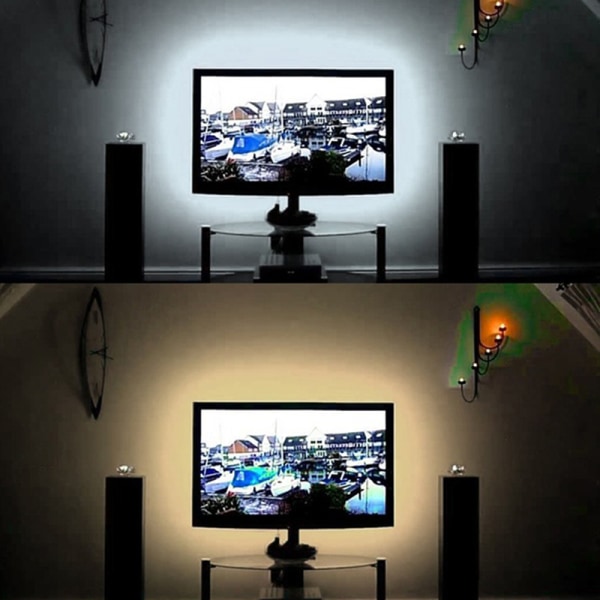 5V TV LED Bakgrunnsbelysning USB LED Strip Lys Dekor Lampe Tape TV Bakside White 5M