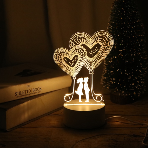 3D-platta LED-lampa Creative Night Lights Novelty Illusion Night Warm White A1