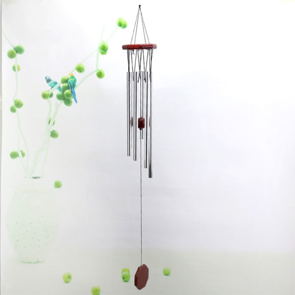 Stor Deep Tone Windchime Kapellklokker Vindklokker Utendørs Gard Silver one size