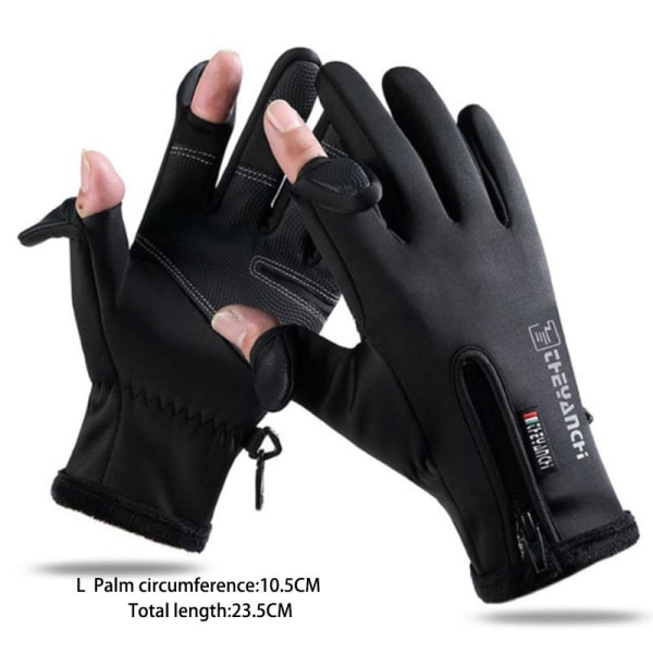 Vinterfiskehansker 2 Finger Flip Vanntett vindtett Cyclin Gray M