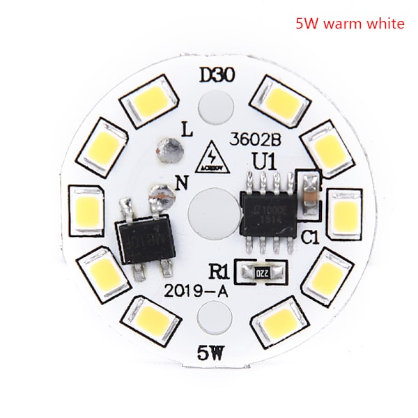LED-lampa Patch Lamp SMD Plate Circular Module Light Source Plat 3000K 5w warm white
