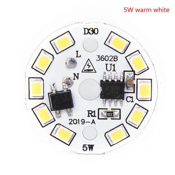 LED Pære Patch Lamp SMD Plate Sirkulær Modul Lyskilde Plat 3000K 5w warm white