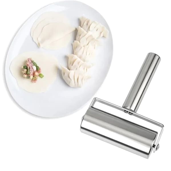 Kjevle i rustfritt stål med dobbelthode, non-stick deig og bakverk 1PCS
