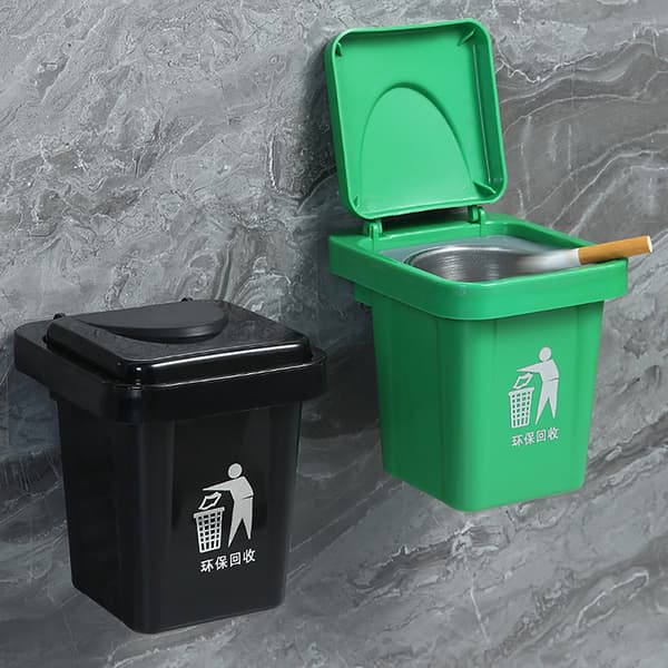 Papperskorg Askkopp Med Lock Rostfritt Stål Askkopp Badrum Vägg Green