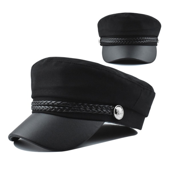 Winter Black Military Berets Caps Hat For Women Kvinne Flat Arm Black one size