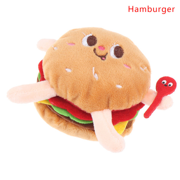 1 Stk Plys nøglering Hamburger Hot Dog pommes frites fyldt dukke Hamburger one size