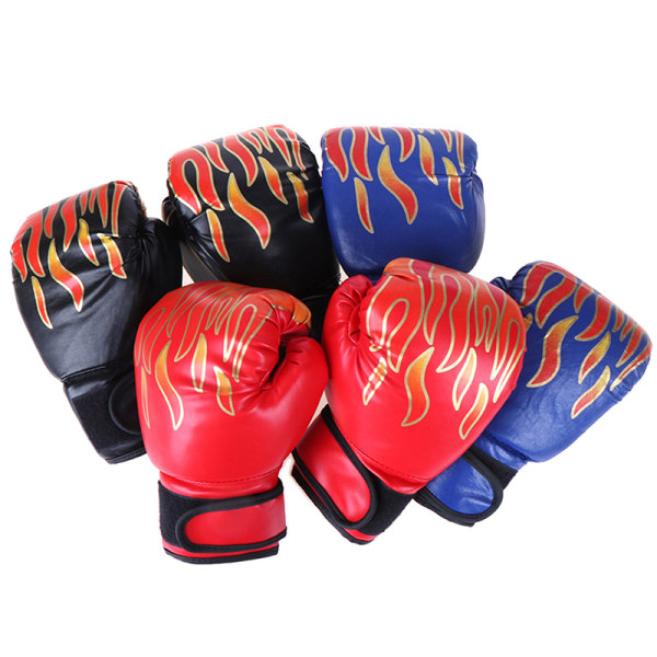 Boksehandsker Børn Junior Ungdom Sparring Træning Kick Boxi Black one size