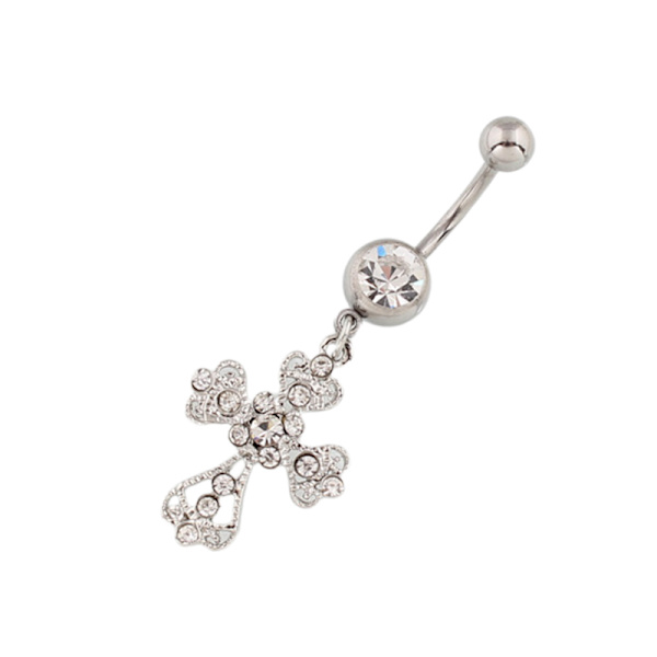 Krystal Rhinestone Navlepiercinger Rustfrit Stål Kryds Pen onesize