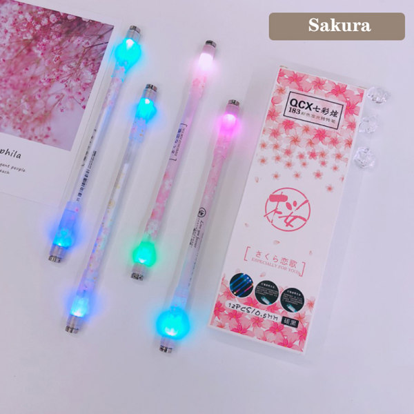 Spinning Pen Rotating Gaming Ballpoint Luminous Pen for Beginne Multicolor Sakura