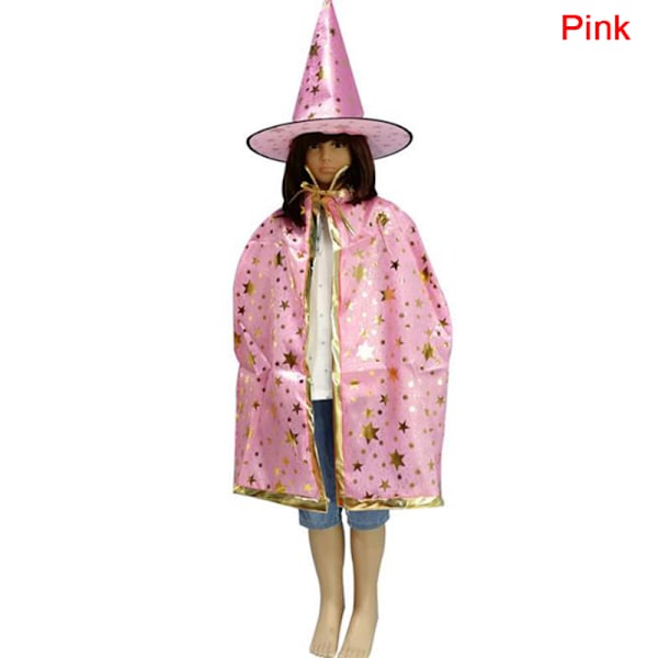 2 stk./sæt Børns Halloween Kostume Heks Kappe og Pink