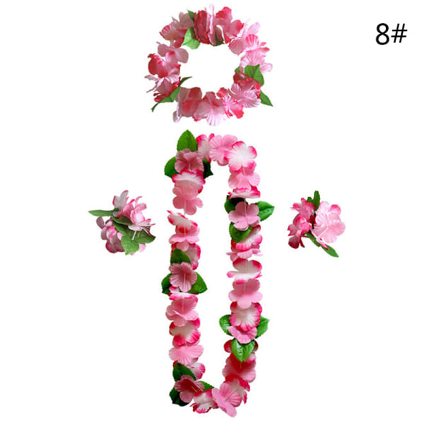 4 stk/sæt Hawaiian Flower Leis Garland halskæde DIY dekoration F 8 One Size