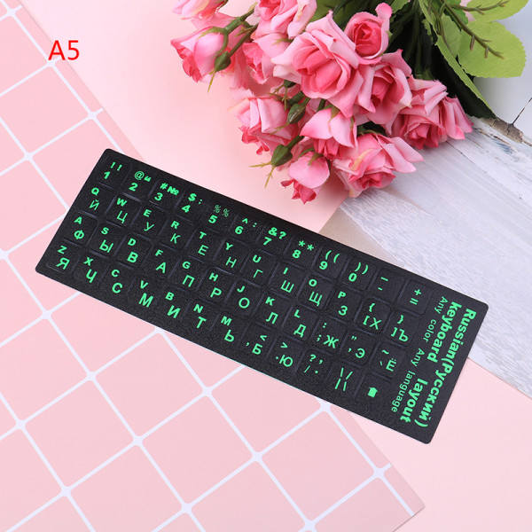 Russisk standard tastaturoppsett klistremerkebokstaver ved utskifting Green A5