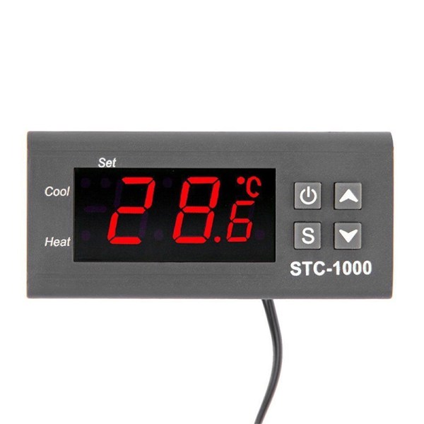 UUSI 12V/24V/110V/220V STC-1000 digitaalinen lämpötilansäädin T Black 110-220V