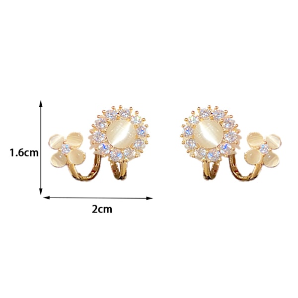 Enkla kristallkattöga sten blomma örhängen kvinnor mode OneSize