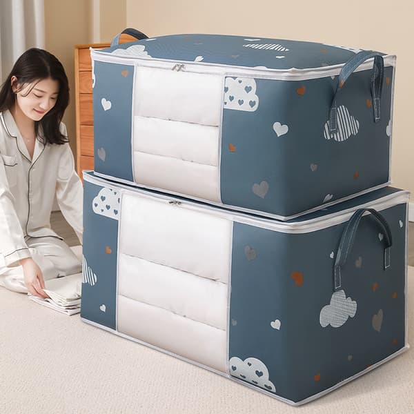 Quilt Förvaringsväska Kläder Sängväskor Polyestertyg Dustpr Beige S