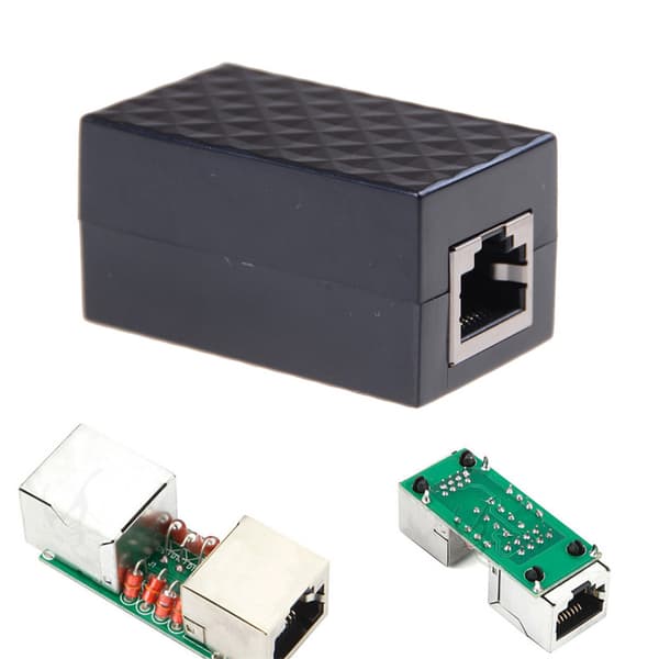 RJ-45 Lightning Arrester Adapter Ethernet Surge Protector Nätv Black onesize