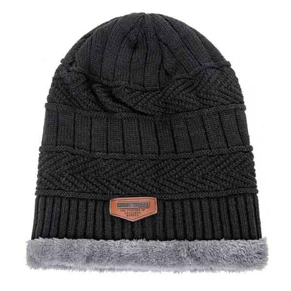 Vinterhatt för män Bomull Tjocka Varma mössor Hatt Mode Unisex Black one size