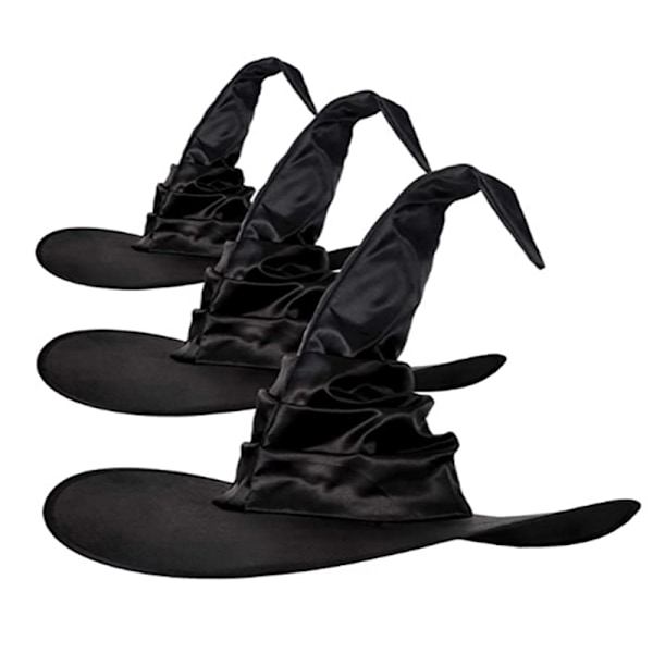 Unisex Halloween Vinklad Häxhatt Svart Fällbar Trollkarlhatt Herrar Wo A