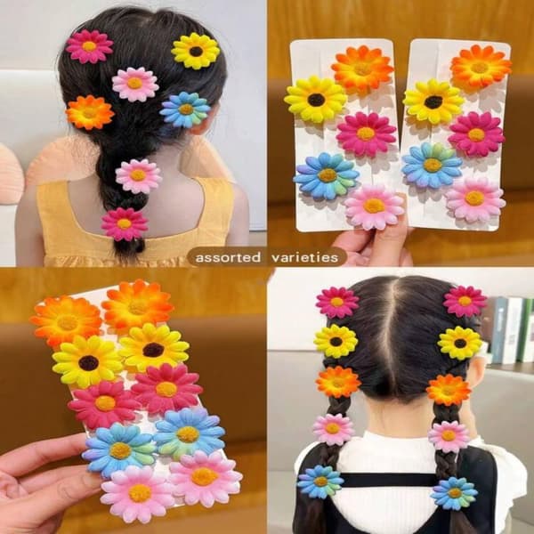 10 stk blomsterhårnåler fargerike solsikke side lugg klips hår A5