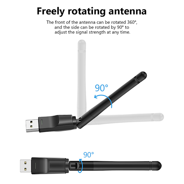 MT7601 Mini USB WiFi Adapter 150Mbps trådløst netværkskort RTL8 Black MT7601 Chip