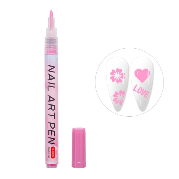 Nail Art Graffiti Pen UV Gel Polish Vanntett Tegning Maling Pink one size