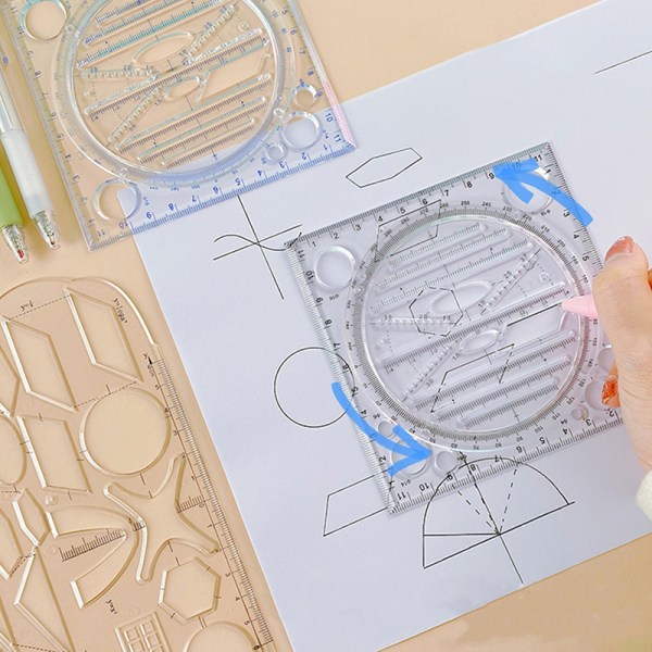 Kulmageometrinen piirustusmalli Circle Maker -piirustusviivain Mul Clear A2