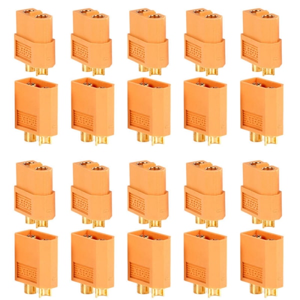 20 kpl 10 paria XT60 urospuoliset naarasliittimet RC:lle Orange 20pcs