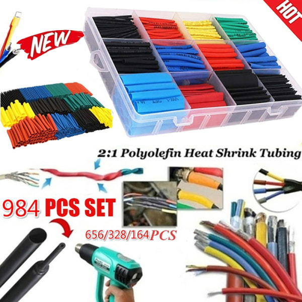 Opgraderet 164/328/656/984 stk. Krympeslangeisolering Shrin 164PCS