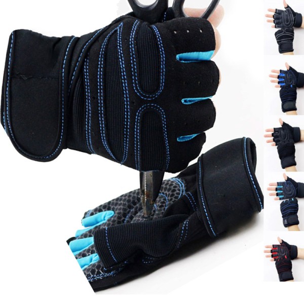 Treningshansker Fitness vektløftingshansker Kroppsbyggingstrening Blue M