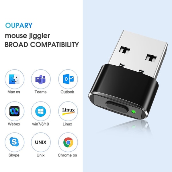 USB Mouse Jiggler Oupptäckbar Mouse Mover med Separat Mode a black