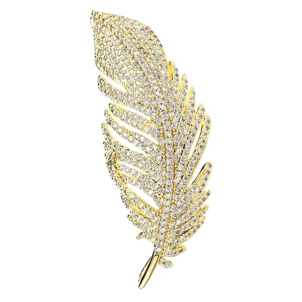 Lyxig utsökt hel strass fjäderbrosch elegant tempera Silver