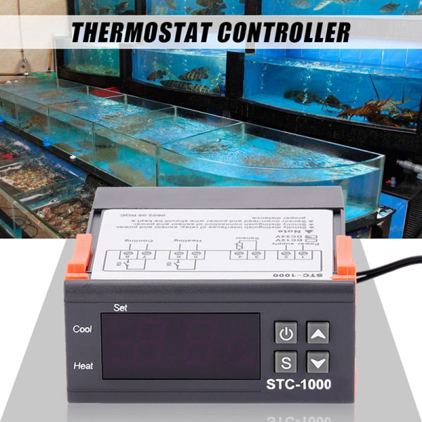 UUSI 12V/24V/110V/220V STC-1000 digitaalinen lämpötilansäädin T Black 110-220V