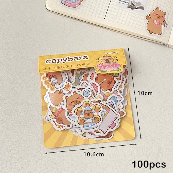 100 Ark Kreative Tegneserie Capybara Papirvarer Klistermærker DIY Dec A1
