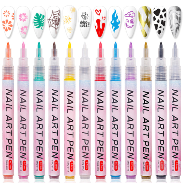 Nail Art Graffiti Pen UV Gel Polish Vanntett Tegning Maling White one size