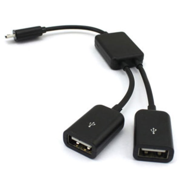 Dobbelt Micro USB OTG Hub Host Adapter Kabel til Tablet PC og Sma Black one size